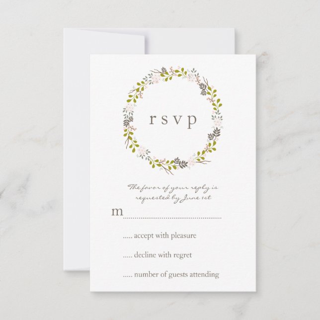 Carte RSVP Réponse du Mariage Woodland (Devant)