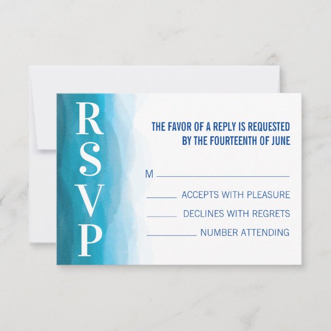 Carte RSVP Réponse Faire-part de mariage Plage (Devant)