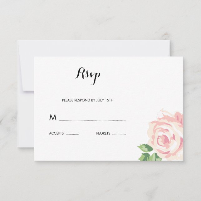 Carte RSVP Réponse Mariage Rose vintage (Devant)