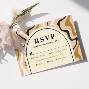 Carte RSVP Retro Arch rose Noir Noir Noir Noir Noi