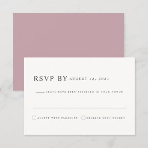 Carte RSVP ROGUE Dusty Blush Rose Mauve Mariage