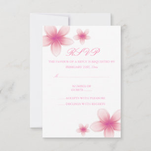 Carte RSVP rose et blanc Frangipani