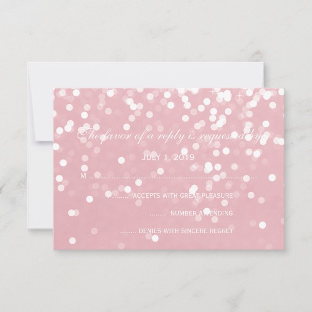 Carte RSVP - Rose Mariage Étincelant (Devant)