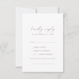 Carte RSVP Rose moderne Gold Script Song Demande