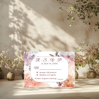 Carte RSVP RSVP de mariage à l'aquarelle Blushing 