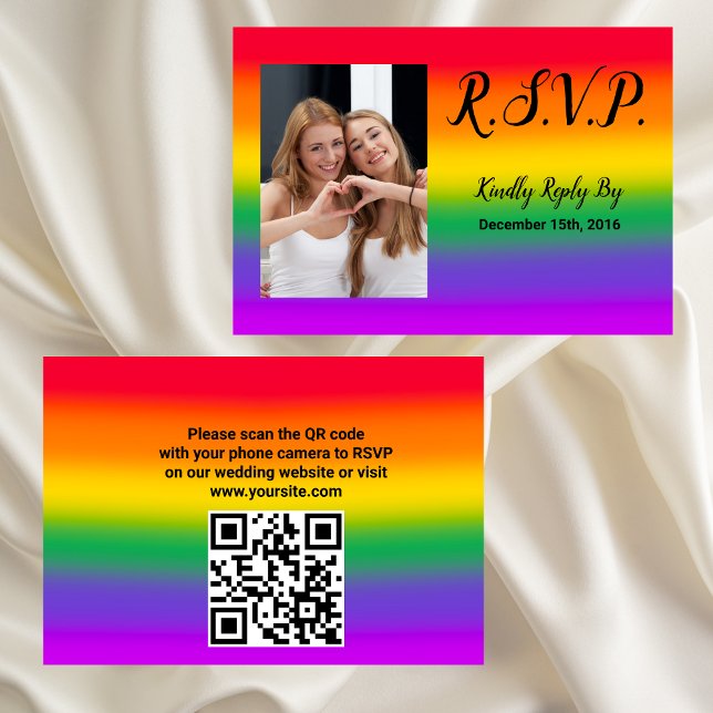 Carte RSVP RSVP Gay pride Aquarelle arc-en-ciel (Créateur téléchargé)
