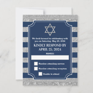 Carte RSVP RSVP Gris Bar Mitzvah