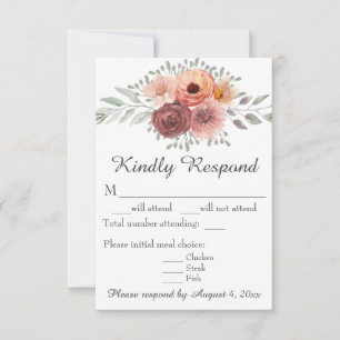 Carte RSVP Rush Rust Aquarelle Floral Wedal