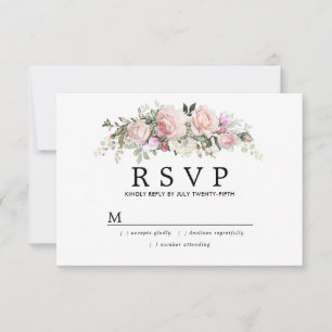 Carte RSVP Russe Blush Rose Floral Quinceanera