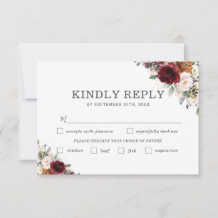 Carte RSVP Rust Floral Mariage de Bourgogne