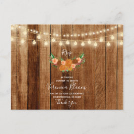 Carte RSVP Rustic Chic Barn Wood Post Card