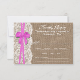 Carte RSVP Rustic Pink Bow Mariage Collection