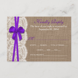 Carte RSVP Rustic Purple Bow Mariage Collection