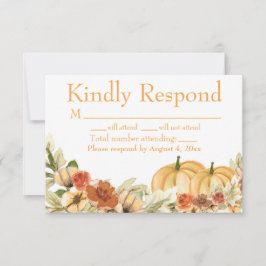 Carte RSVP Rustic Watercolor Citrouille Wedding