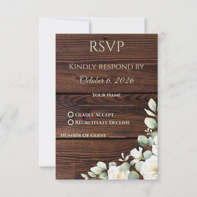 Carte RSVP Rustique  (Devant)