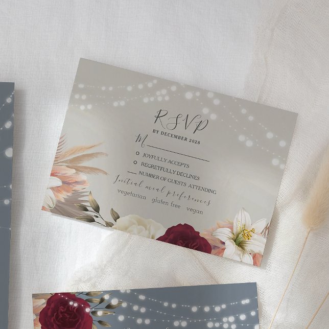 Carte RSVP Rustique bleu bleu bleu de mariage flor (Créateur téléchargé)