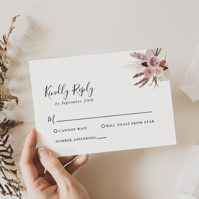 Carte RSVP Rustique Rose Gold Floral Wedding (Créateur téléchargé)
