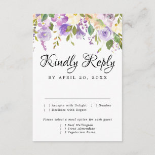 Carte RSVP Rustique violet et blanc, options de re