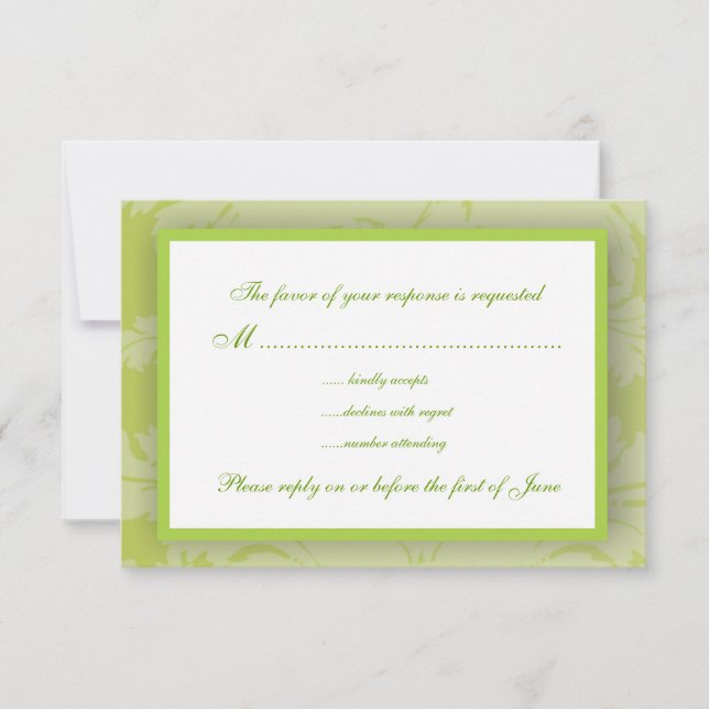 Carte RSVP Sage Green Damask (Devant)
