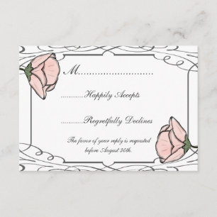 Carte RSVP Scrollwork et mariage rose Fleur