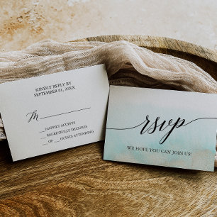 Carte RSVP simple Aqua et Gold Beach