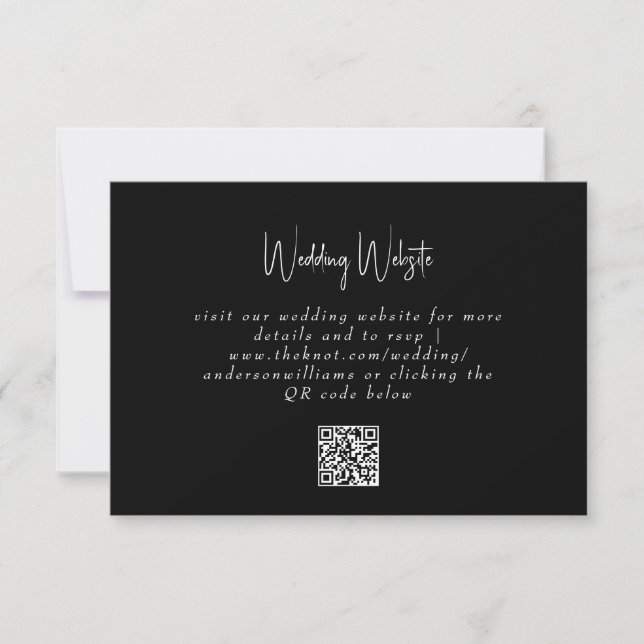 Carte RSVP simple B/W Mariage QR Code Site Web (Devant)