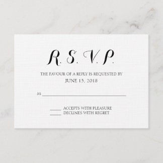Carte RSVP simple de mariage formel