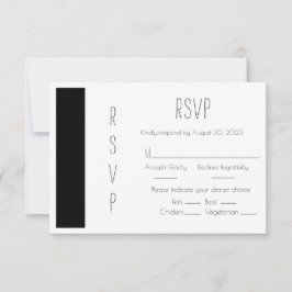 Carte RSVP simple de mariage noir budget
