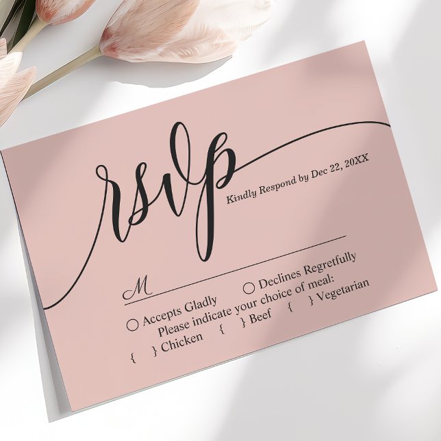Carte RSVP simple de mariage rose corail doux (Créateur téléchargé)