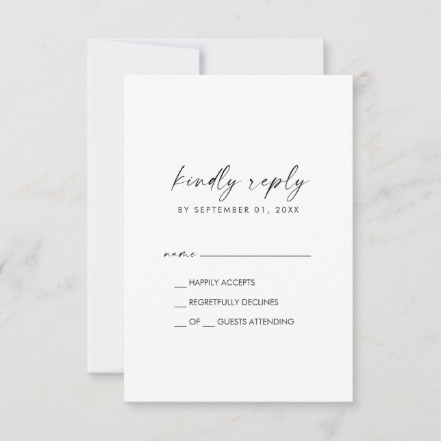 Carte RSVP simple de script moderne (Devant)
