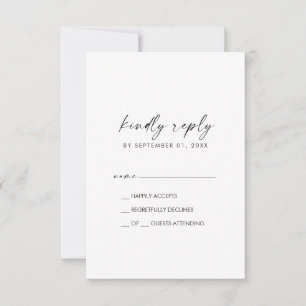 Carte RSVP simple de script moderne