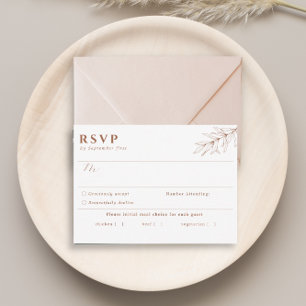 Carte RSVP simple en terre cuite de choix de repas