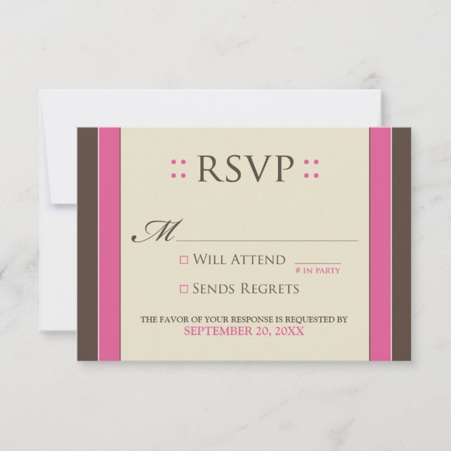 Carte RSVP simple et élégante (fuchsia/chocolat) (Devant)