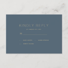 Carte RSVP simple moderne de mariage bleu minuit