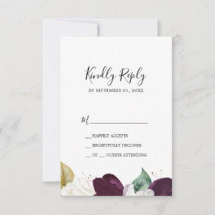 Carte RSVP simple Moody Purple Blooms