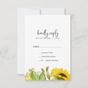 Carte RSVP simple Sunflower Country