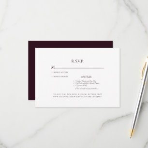 Carte RSVP simple vin et mariage blanc