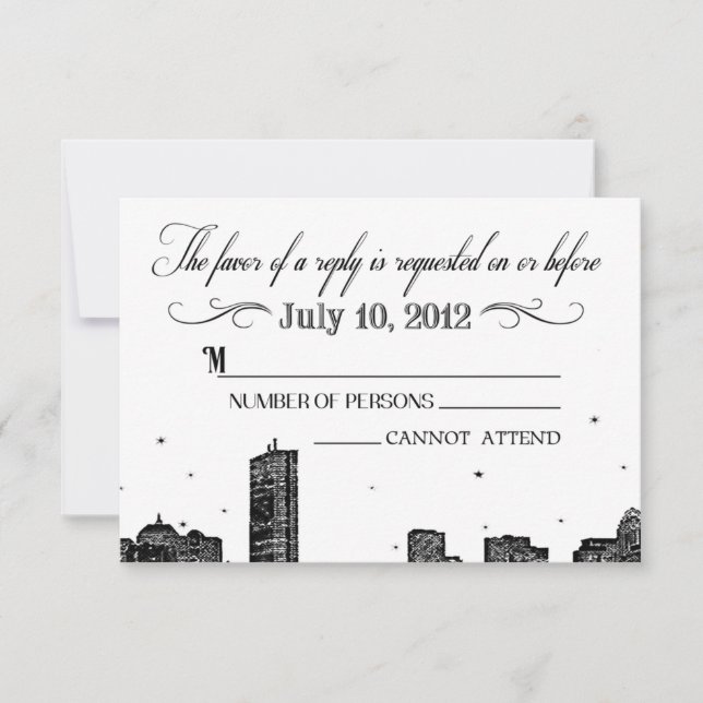 Carte RSVP skyline de Boston (Devant)
