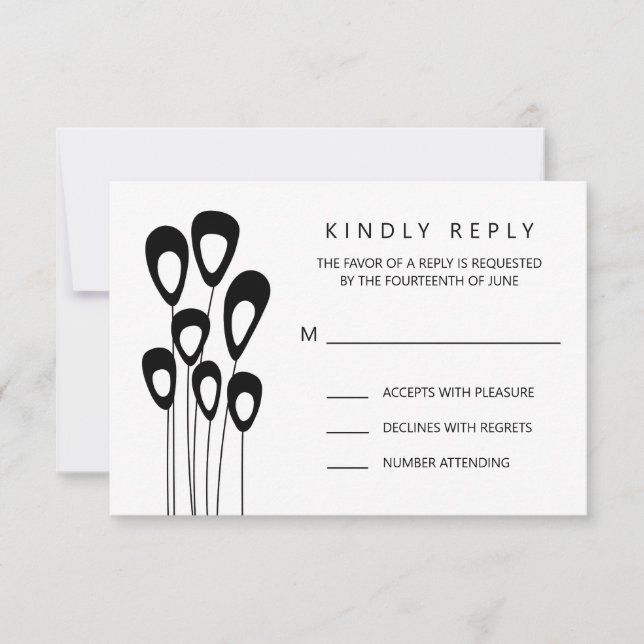 Carte RSVP Stylisée Peacock Faire-part de mariage (Devant)