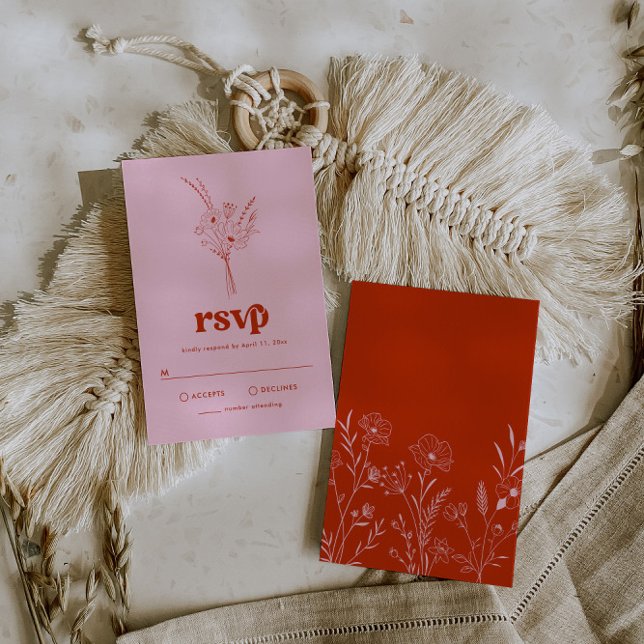 Carte RSVP super Retro Floral (Créateur téléchargé)