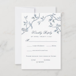 Carte RSVP Toile bleu et blanc