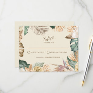 Carte RSVP Tropical Leaf Beach