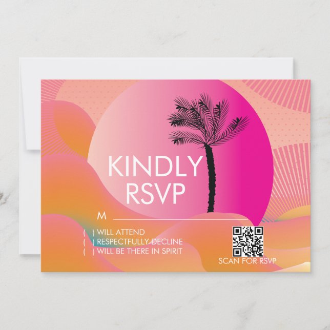 Carte RSVP Tropical Sunrise Bold Rose Orange Blanc (Devant)