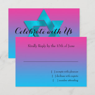 Carte RSVP Turquoise à rose Ombre avec étoile