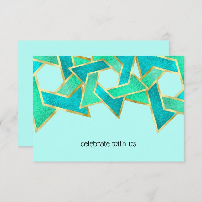 Carte RSVP Turquoise Aqua Star de David (Devant / Derrière)