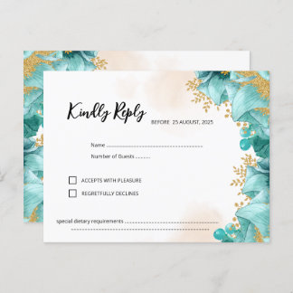 Carte RSVP Turquoise élégante