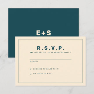 Carte RSVP turquoise et beige Wes Anderson inspiré
