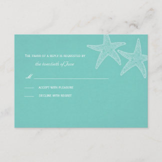 Carte RSVP Turquoise Starfish