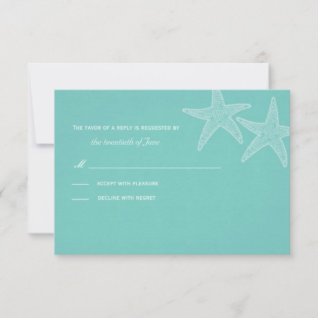 Carte RSVP Turquoise Starfish (Devant)