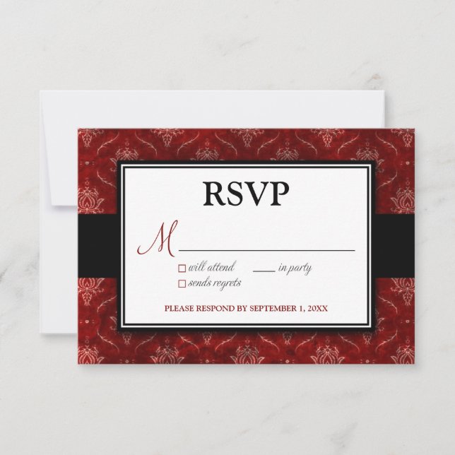 Carte RSVP Velours Rouge broyé (5 po x 3,5 po) (Devant)